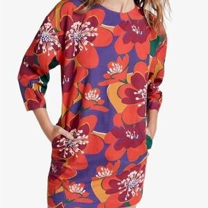 Something Navy Floral Dress - Red, Purple, Green